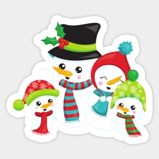 Christmas Snowman, Carrot Nose, Snowman Family Sticker